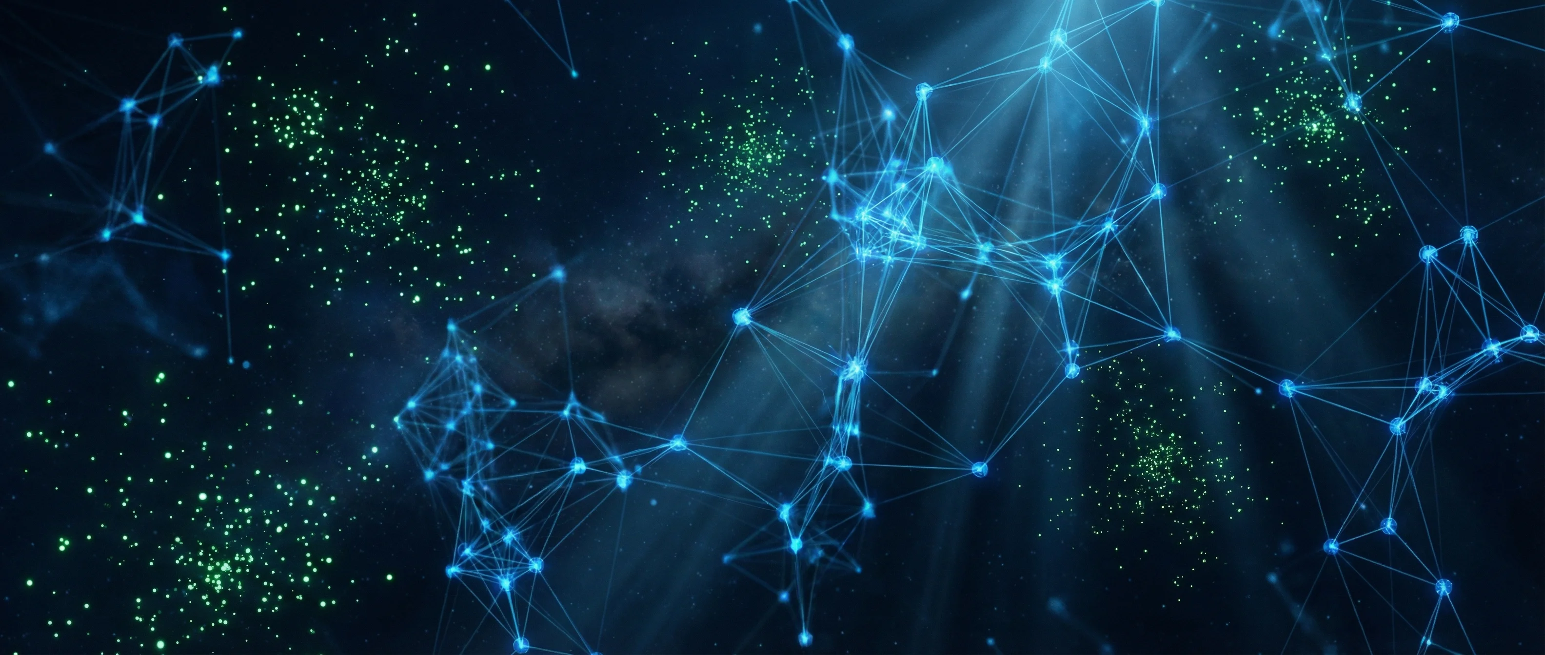 Abstract AI neural network visualization representing AI-powered search dominance