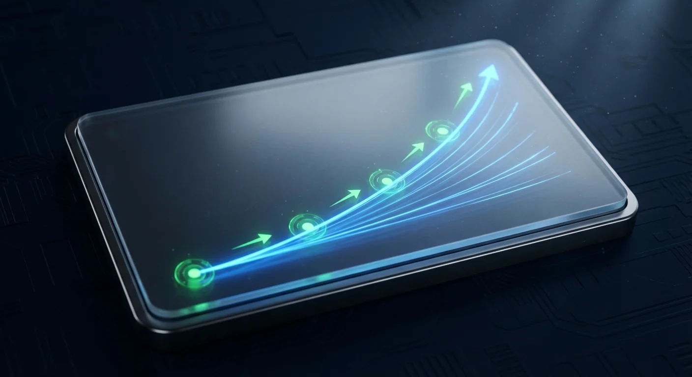 Glowing ranking chart visualization showing SEO improvement data